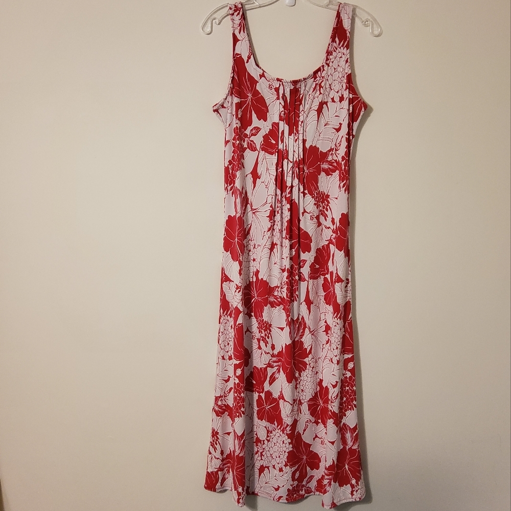Glamour Stretch Pink/White Floral Print Sleeveless Maxi Dress Square Neck Sz 8P
